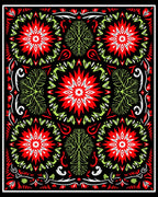 Bold Red Green Starburst Medallion Rug