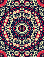 Bold Crimson Mandala Tribal Sun Rug