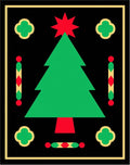 Festive Green Christmas Tree Black Border Rug