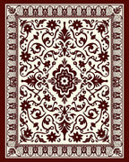 Crimson Classic Floral Vine Border Tapestry Rug