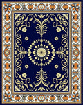 Ornate Midnight Blue Floral Medallion Rug