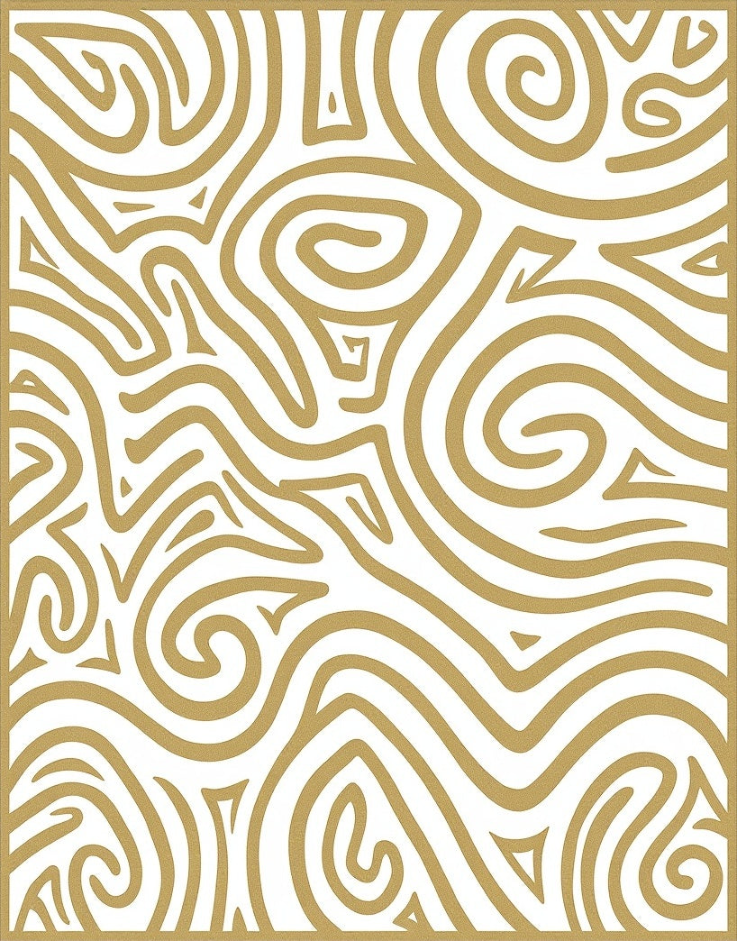 Golden Swirl Abstract Lines Rug
