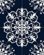 Navy White Ornate Floral Mandala Rug