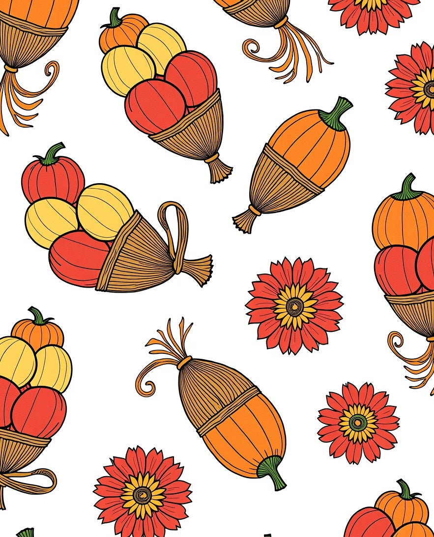 Harvest Cornucopia Pumpkin Floral Rug