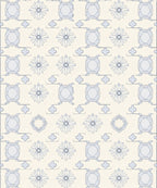 Soft Blue Ivory Floral Square Medallion Rug