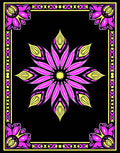 Bright Pink Yellow Floral Frame Rug