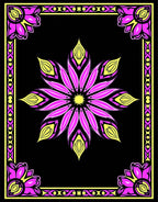 Bright Pink Yellow Floral Frame Rug