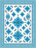 Azure Floral Medallion Border Rug