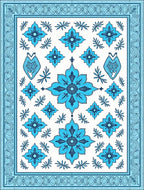 Azure Floral Medallion Border Rug