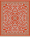 Classic Red White Intricate Floral Rug