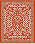 Classic Red White Intricate Floral Rug