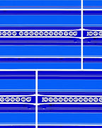 Blue Linear Number Stripe Rug