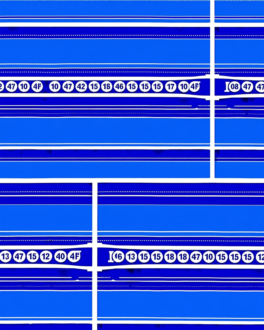 Blue Linear Number Stripe Rug