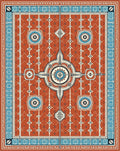 Terracotta And Azure Geometric Starburst Rug