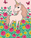 Pink Unicorn Butterflies Roses Garden Rug