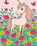 Pink Unicorn Butterflies Roses Garden Rug