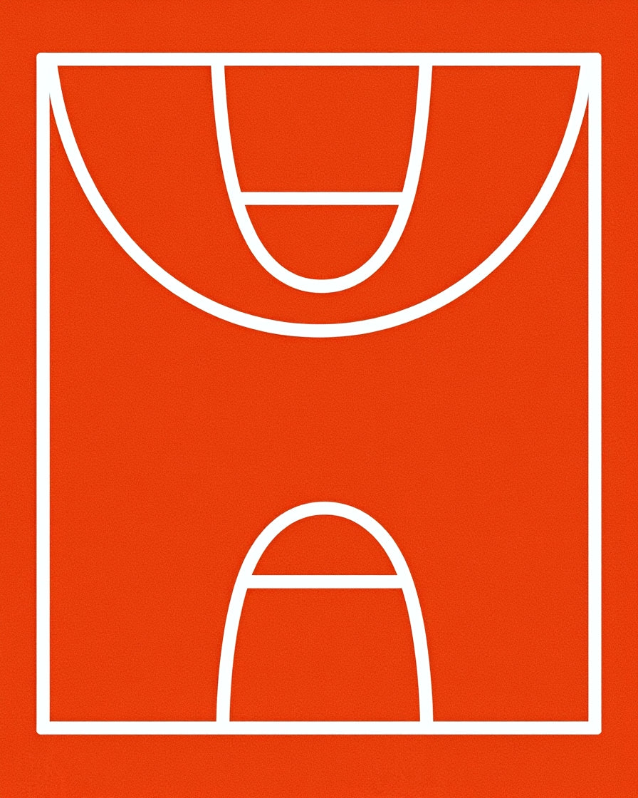 Modern Orange Basketball Court Rug