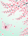 Pink Cherry Blossom Butterfly Garden Rug