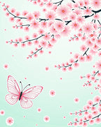 Pink Cherry Blossom Butterfly Garden Rug