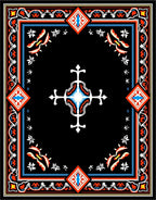 Bold Black Red White Geometric Medallion Rug