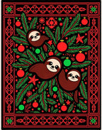 Festive Sloth Christmas Needlepoint Rug