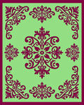Burgundy Floral Medallion Light Green Rug