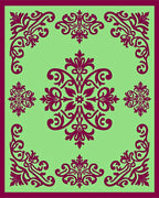 Burgundy Floral Medallion Light Green Rug