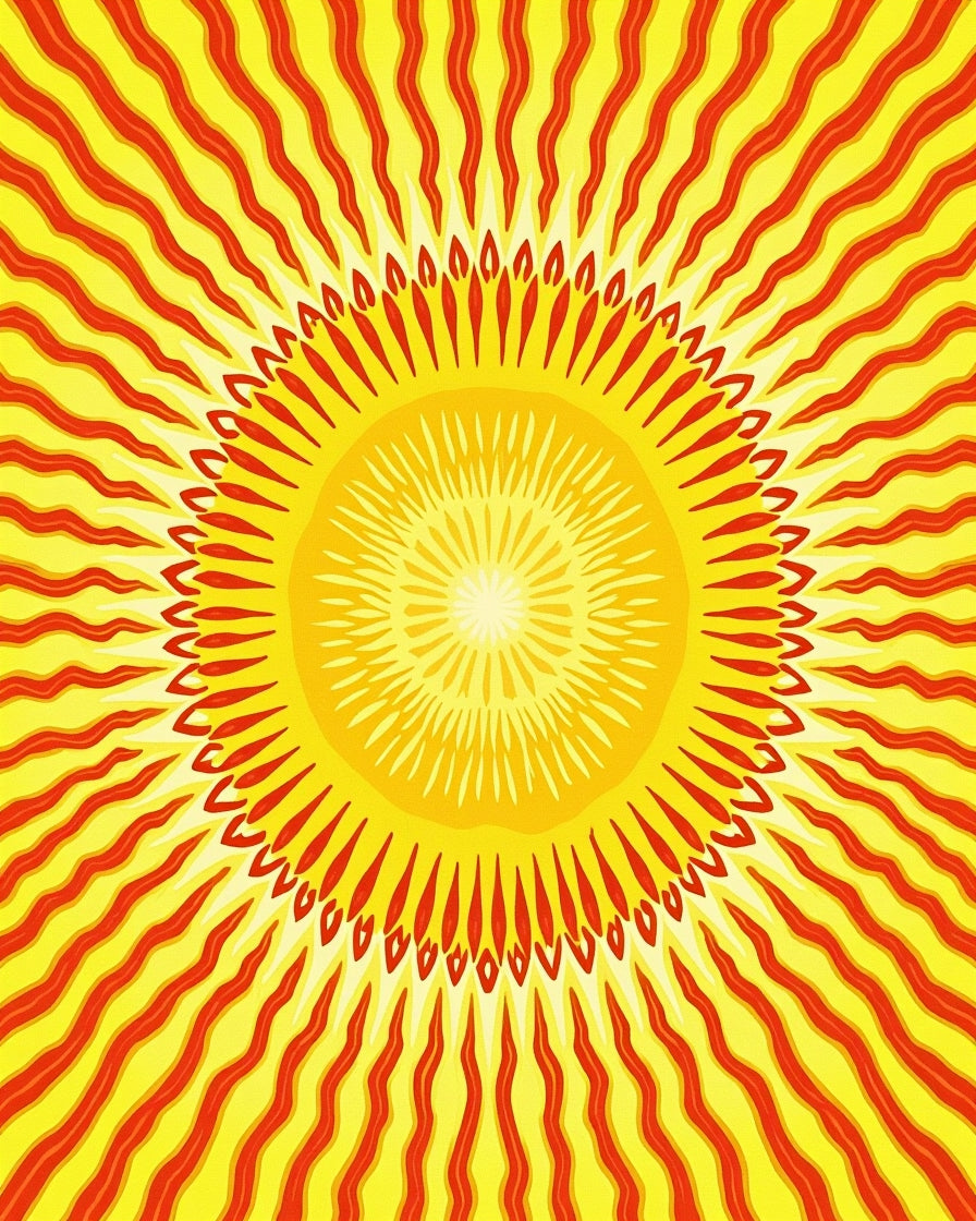 Radiant Burst Yellow Orange Rays Rug