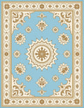 Light Blue Golden Floral Medallion Rug