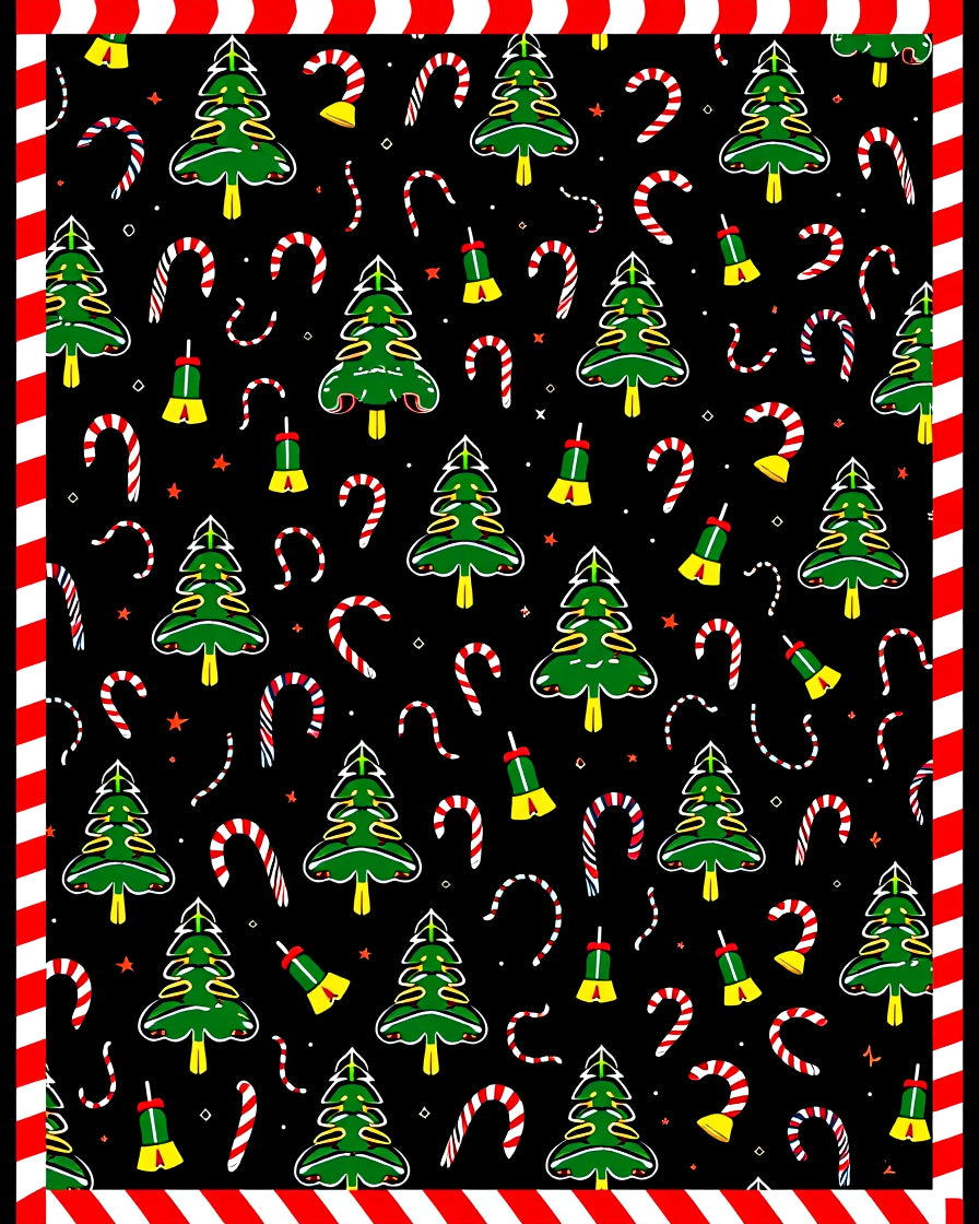 Festive Green Christmas Tree Candy Cane Whimsy Rug