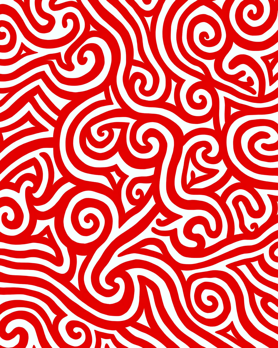 Bold Red Swirling Lines Rug