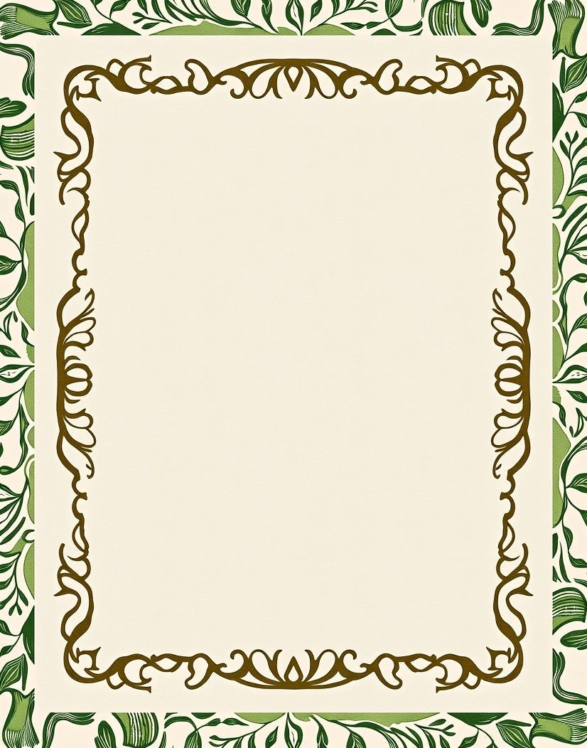 Gilded Brown Ivy Cream Border Rug