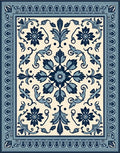 Oceanic Floral Symmetry Cream Tapestry Rug