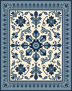 Oceanic Floral Symmetry Cream Tapestry Rug