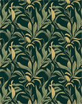 Deep Green Botanical Swirl Leaf Rug
