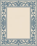Ornate Blue Floral Scrollwork Centerpiece Rug