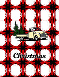 Red Black White Plaid Truck Trees Rug