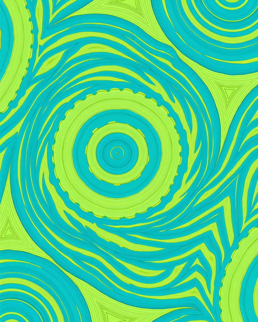 Lime Green and Teal Swirl Rug