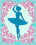 Turquoise Ballerina Pink Floral Frame Rug