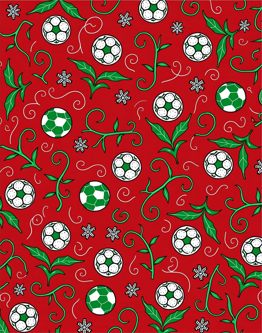 Red Football Vines Snowflakes Swirls Rug
