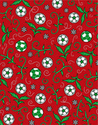 Red Football Vines Snowflakes Swirls Rug