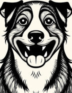 Happy Black White Dog Face Art Rug