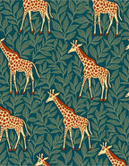 Whimsical Giraffe Foliage Teal Rug