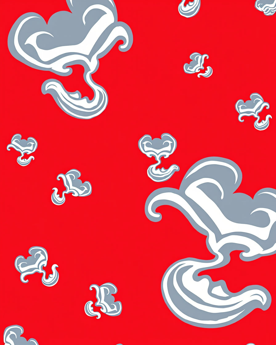 Crimson Swirling Cloud Abstract Rug