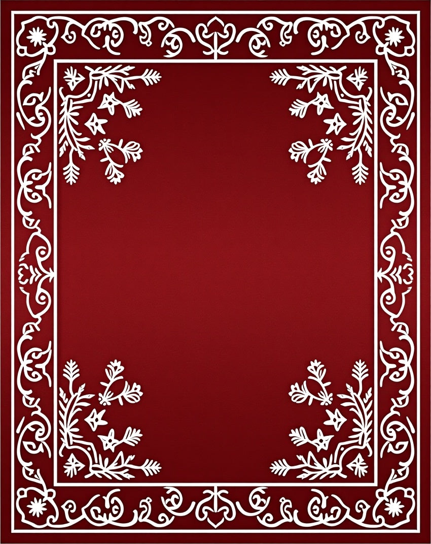 Crimson White Floral Border Accent Rug