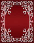 Crimson White Floral Border Accent Rug