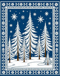 Winter Forest Snowflakes Tree Border Rug