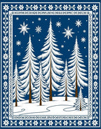 Winter Forest Snowflakes Tree Border Rug