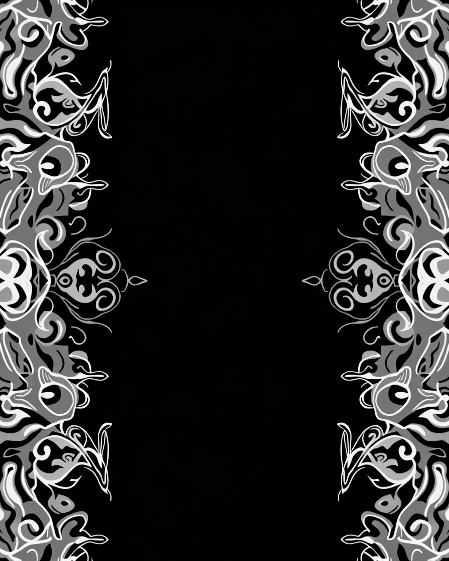 Monochrome Swirl Border Abstract Rug