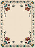 Ornate Floral Medallion Bordered Accent Rug
